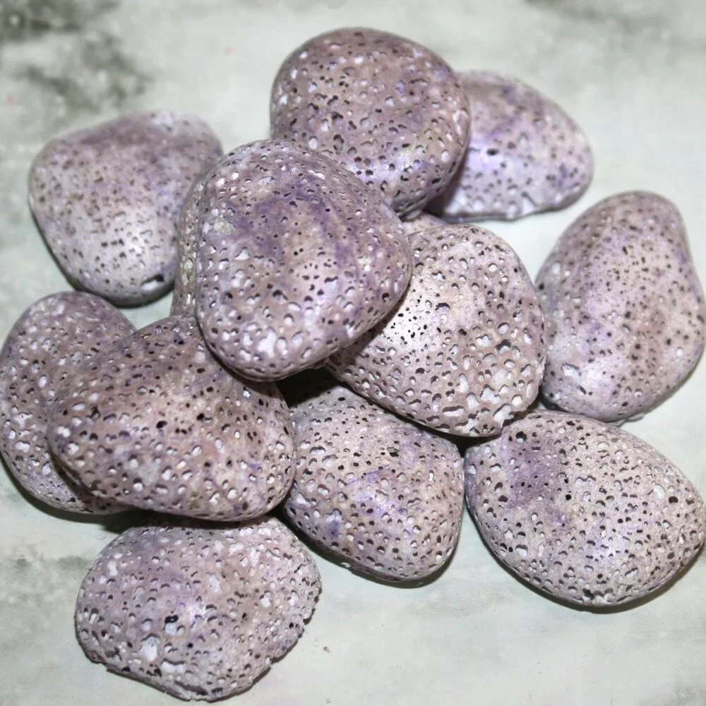 HAND CRAFTED 2 Lavender Aroma Stones Aromatherapy Essential Oil Diffuser Pair
